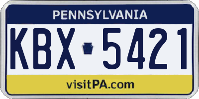 PA license plate KBX5421