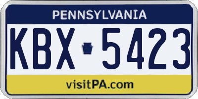 PA license plate KBX5423