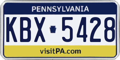 PA license plate KBX5428