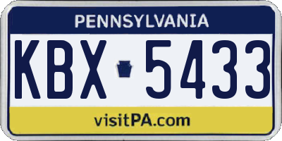 PA license plate KBX5433