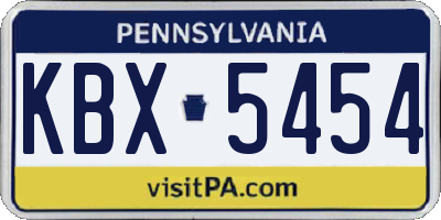 PA license plate KBX5454