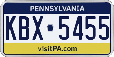 PA license plate KBX5455