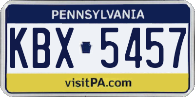 PA license plate KBX5457