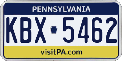 PA license plate KBX5462