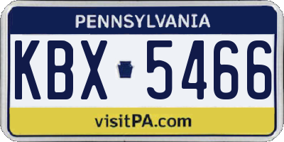 PA license plate KBX5466
