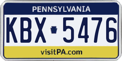PA license plate KBX5476