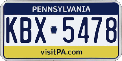PA license plate KBX5478