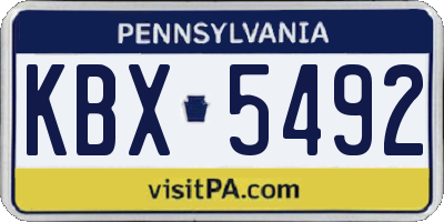 PA license plate KBX5492