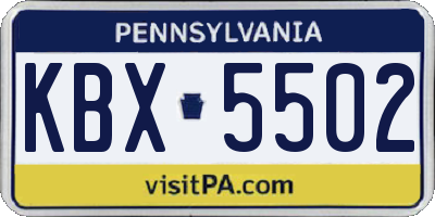 PA license plate KBX5502