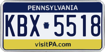 PA license plate KBX5518