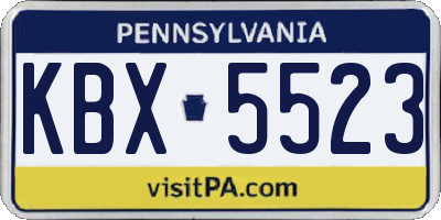 PA license plate KBX5523