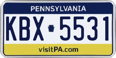 PA license plate KBX5531