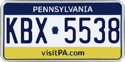 PA license plate KBX5538