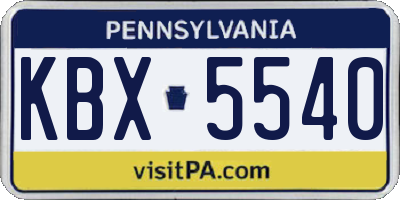 PA license plate KBX5540