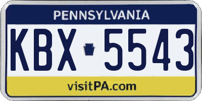 PA license plate KBX5543