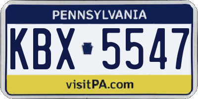 PA license plate KBX5547