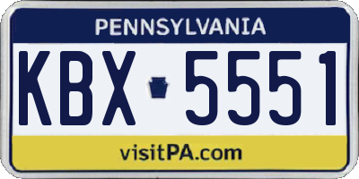 PA license plate KBX5551