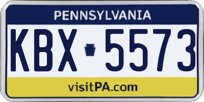 PA license plate KBX5573