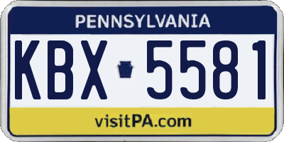 PA license plate KBX5581