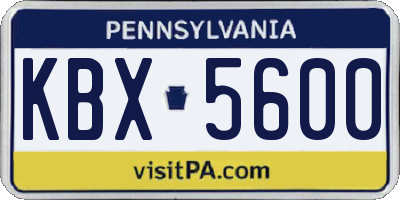 PA license plate KBX5600