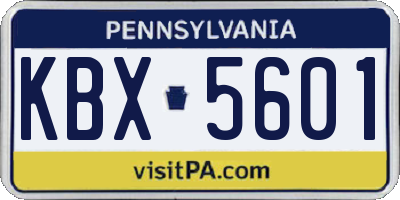 PA license plate KBX5601