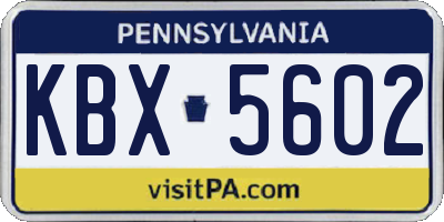 PA license plate KBX5602