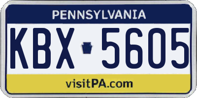PA license plate KBX5605