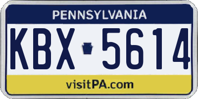 PA license plate KBX5614