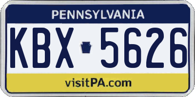 PA license plate KBX5626