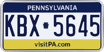 PA license plate KBX5645