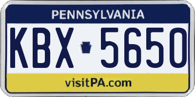 PA license plate KBX5650