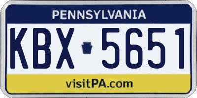 PA license plate KBX5651