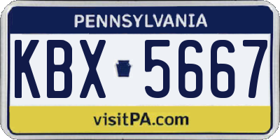 PA license plate KBX5667