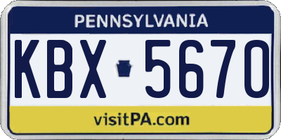 PA license plate KBX5670