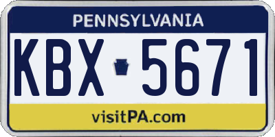 PA license plate KBX5671