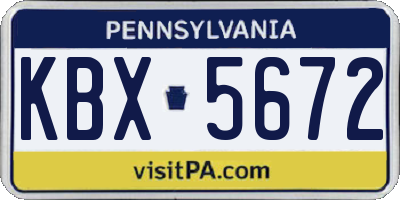 PA license plate KBX5672