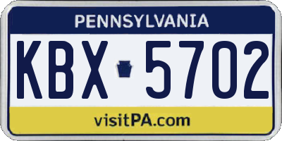 PA license plate KBX5702
