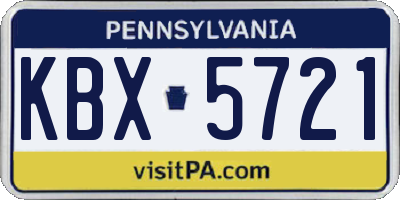 PA license plate KBX5721