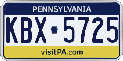 PA license plate KBX5725