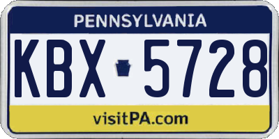 PA license plate KBX5728