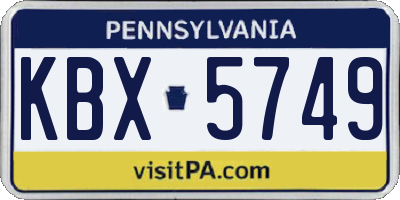 PA license plate KBX5749