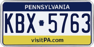 PA license plate KBX5763