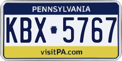 PA license plate KBX5767