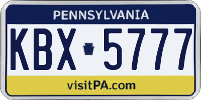 PA license plate KBX5777