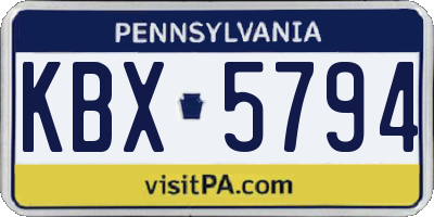 PA license plate KBX5794