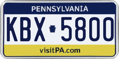 PA license plate KBX5800
