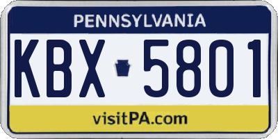PA license plate KBX5801