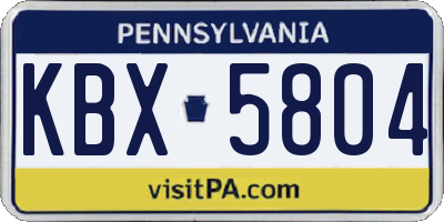 PA license plate KBX5804