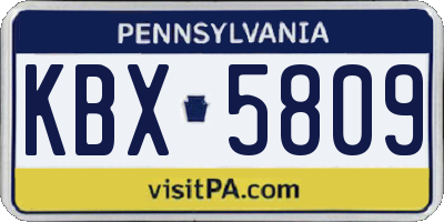 PA license plate KBX5809