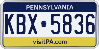 PA license plate KBX5836